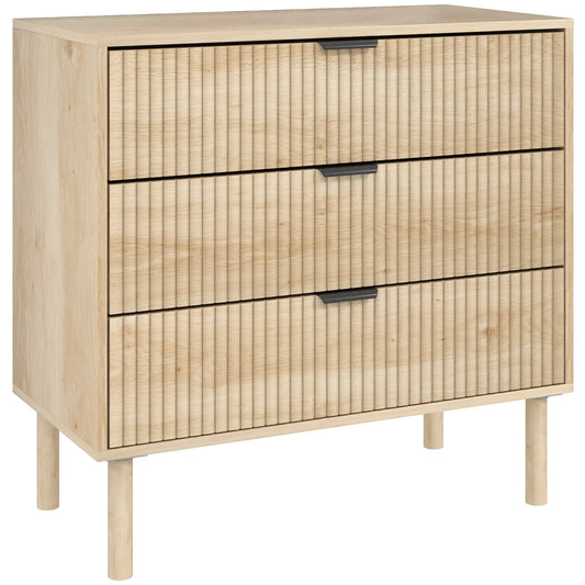 3 Drawer Dresser, Fluted Panels, Solid Wood Legs, Oak Storage Cabinets Oak at Gallery Canada