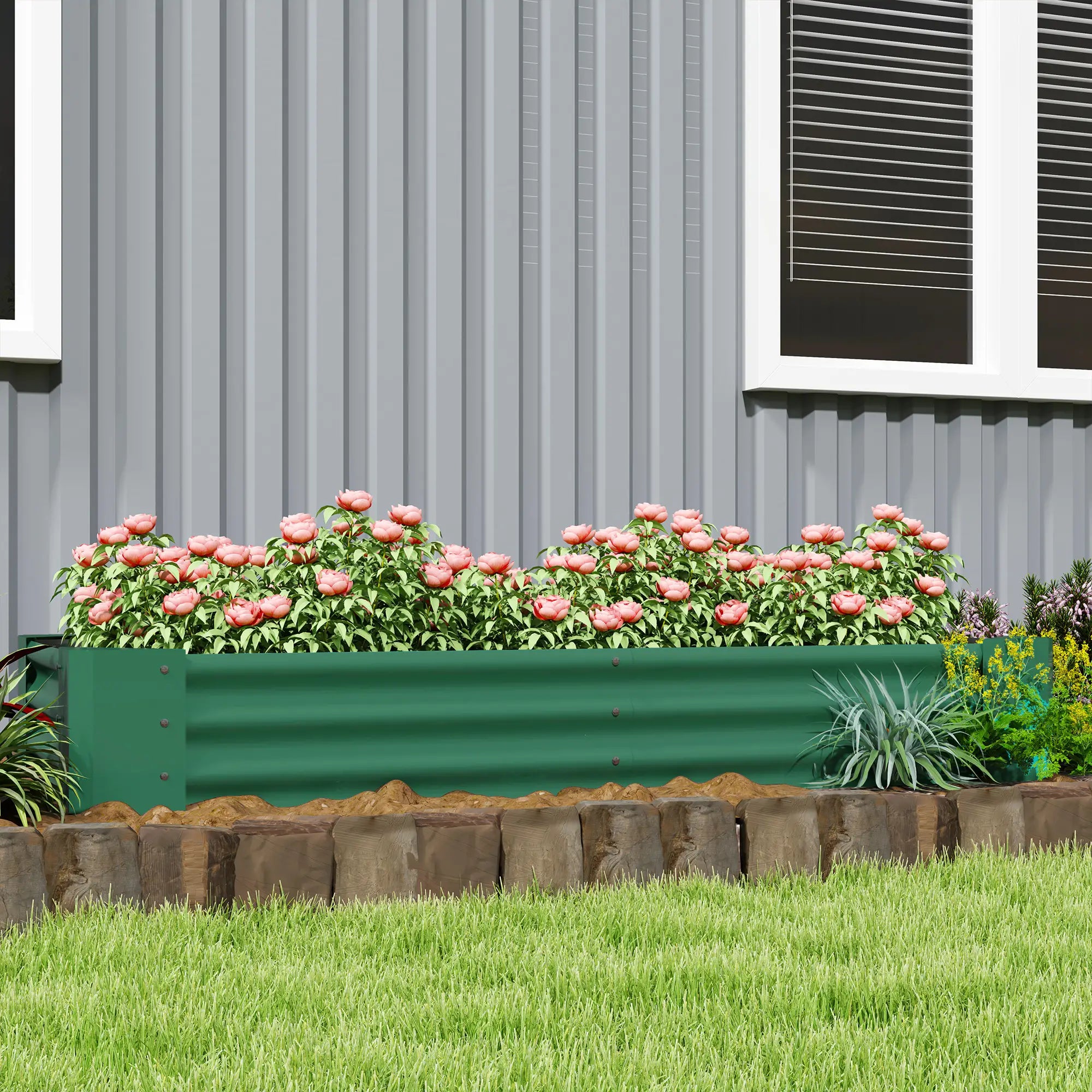6 x 3 x 1ft Galvanized Raised Garden Bed, Reinforced Outdoor Planter Box, Green Galvanized Planter Boxes at Gallery Canada