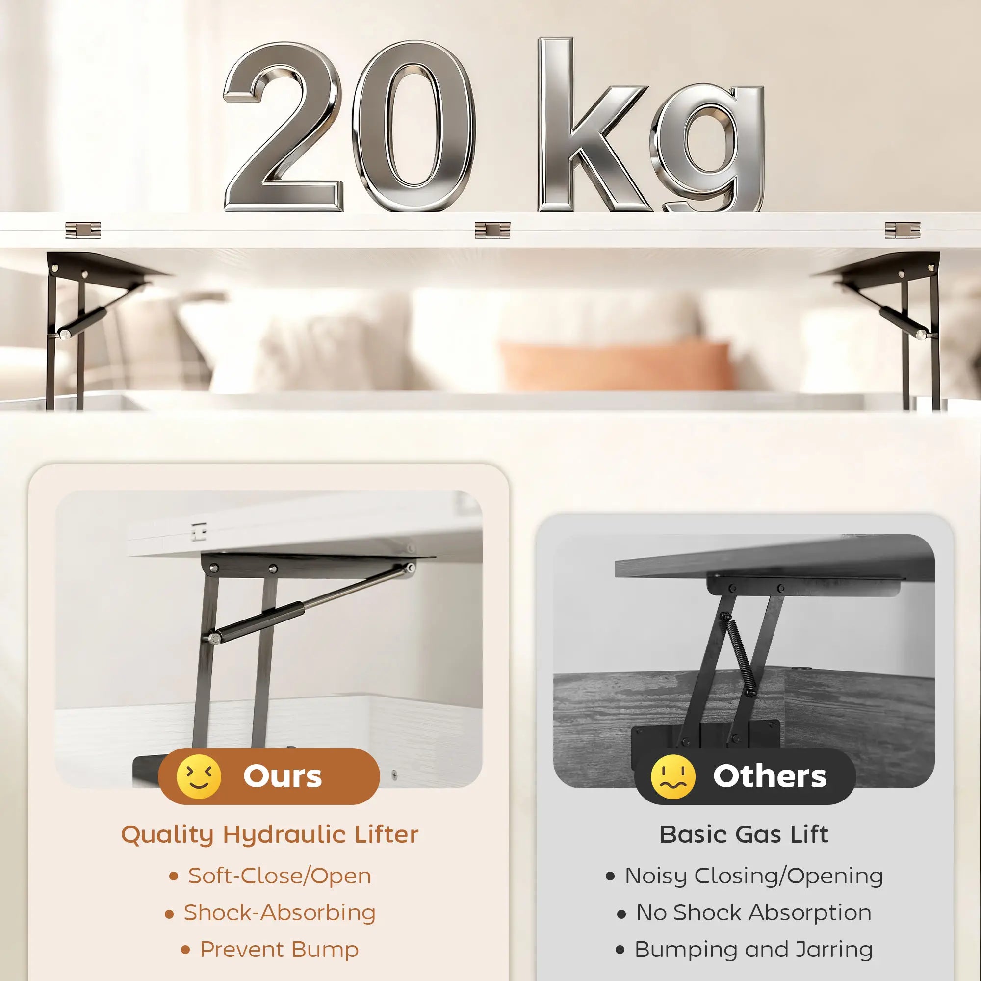 Lift Top Coffee Table, with Storage, White Coffee Tables at Gallery Canada