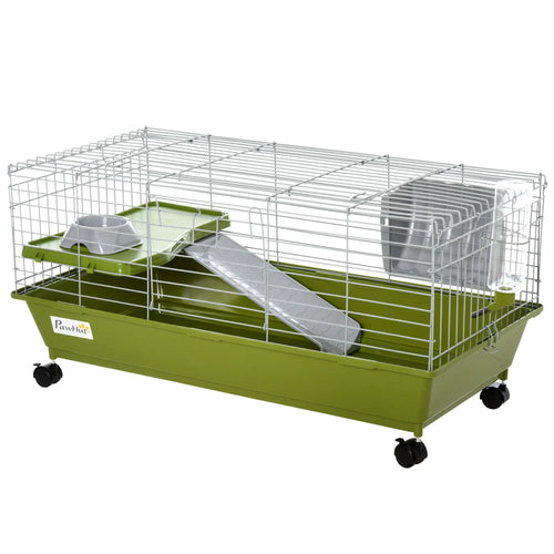 Small Animal Cage, Rolling Bunny Cage, Guinea Pig Cage, Green