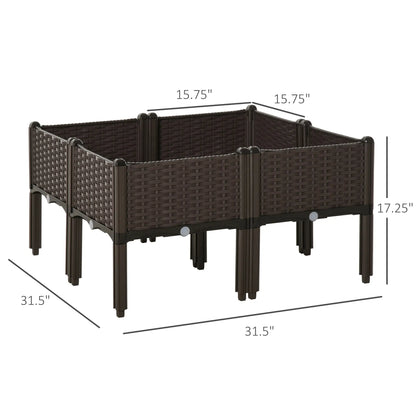 4-Piece Raised Garden Bed, PP Flower Bed, Stackable Vegetable Herb Grow Box Elevated Garden Beds at Gallery Canada