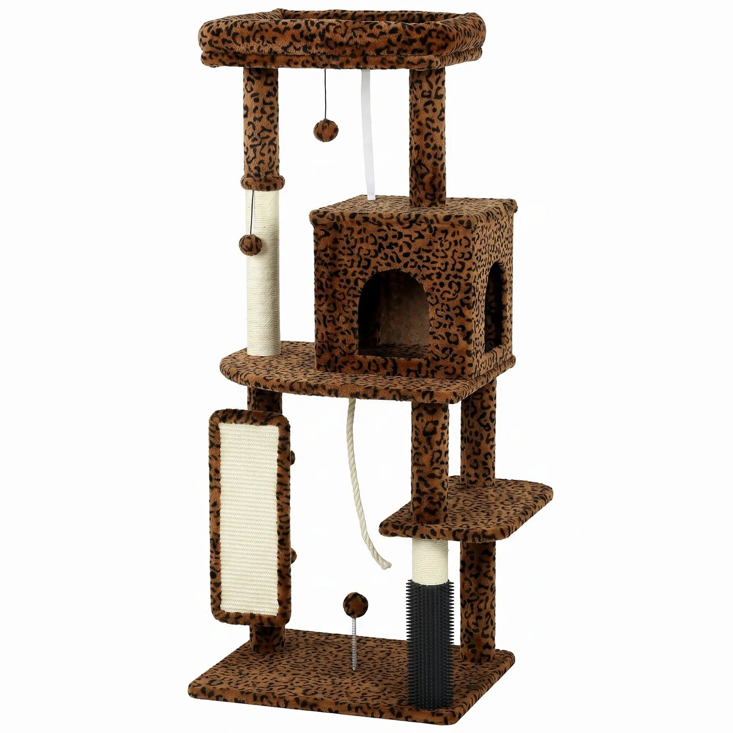 52 Inch Cat Tree With Scratching Posts, Bed, Condo Cat Trees Leopard Print at Gallery Canada