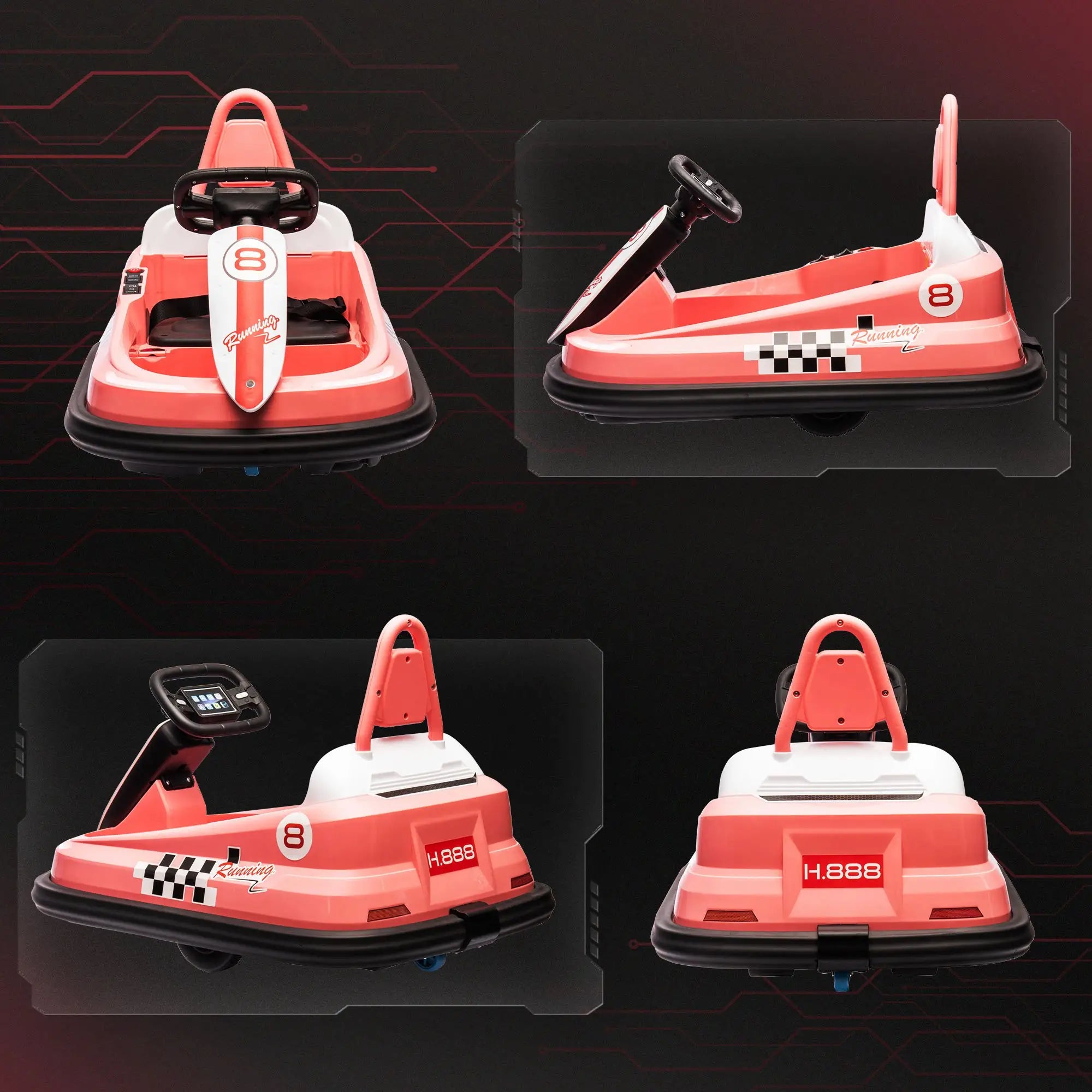 Kids Bumper Car, 6V Electric Ride-On Toy, 360° Rotation, Twin Motors, Pink Electric Toy Cars at Gallery Canada