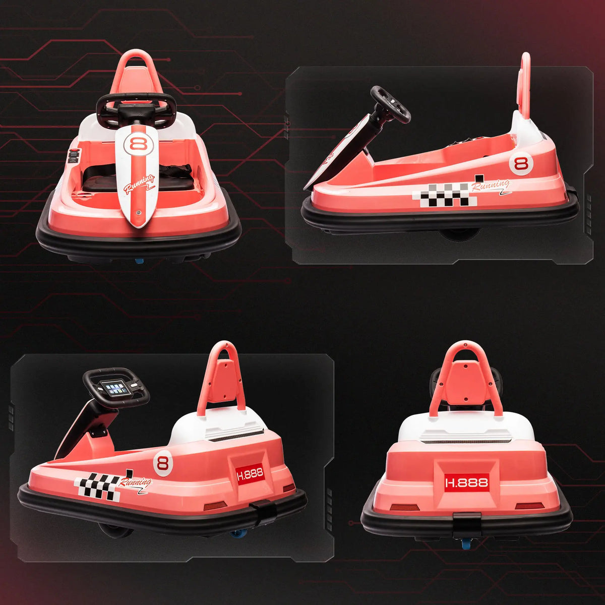 Kids Bumper Car, 6V Electric Ride-On Toy, 360° Rotation, Twin Motors, Pink Electric Toy Cars at Gallery Canada