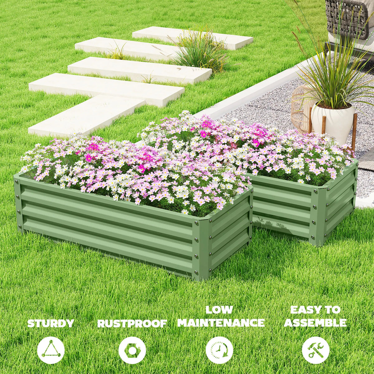 Galvanized Raised Garden Beds, Outdoor Planter Box Set, Light Green Galvanized Planter Boxes at Gallery Canada