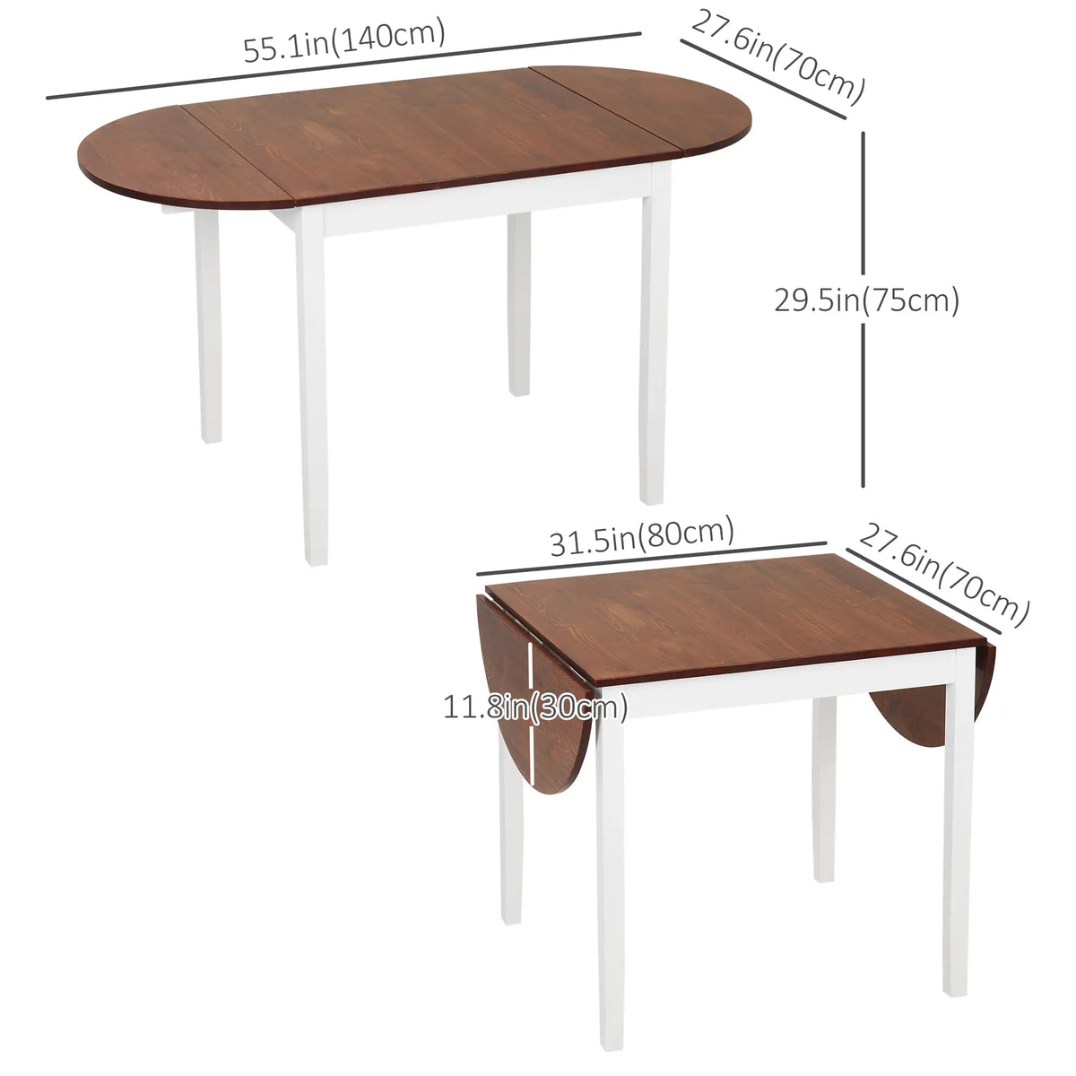 Solid Wood Drop Leaf Kitchen Table, Folding Dining Table, Brown Bar Tables & Dining Tables at Gallery Canada