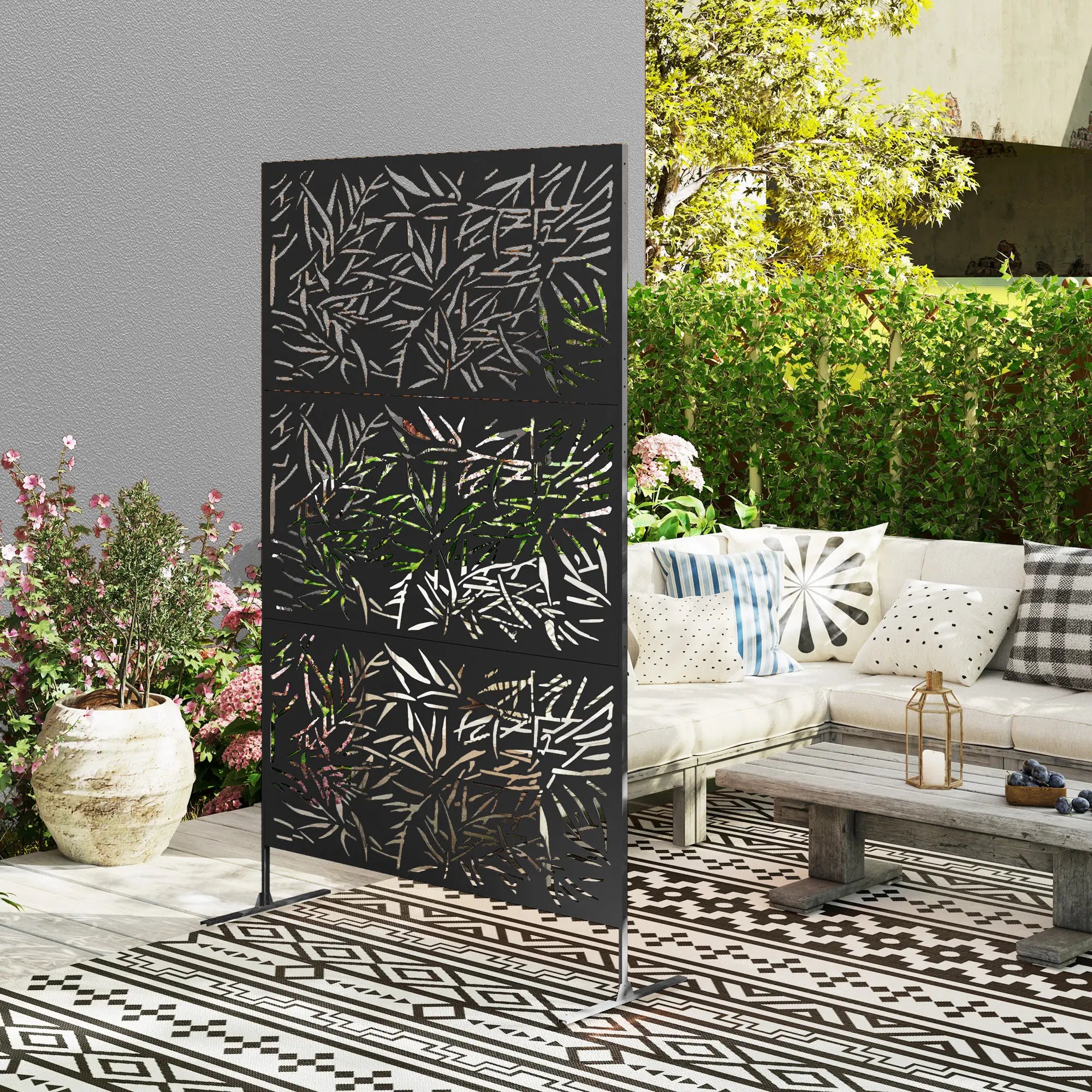 Metal Privacy Screen Freestanding Divider, 78