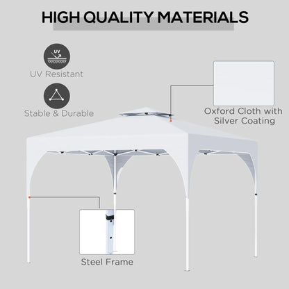 10'x10' Pop Up Canopy, Easy Set Up Party Tent, 2 Tier Vented Roof, Carrying Bag, White Pop Up Canopies at Gallery Canada