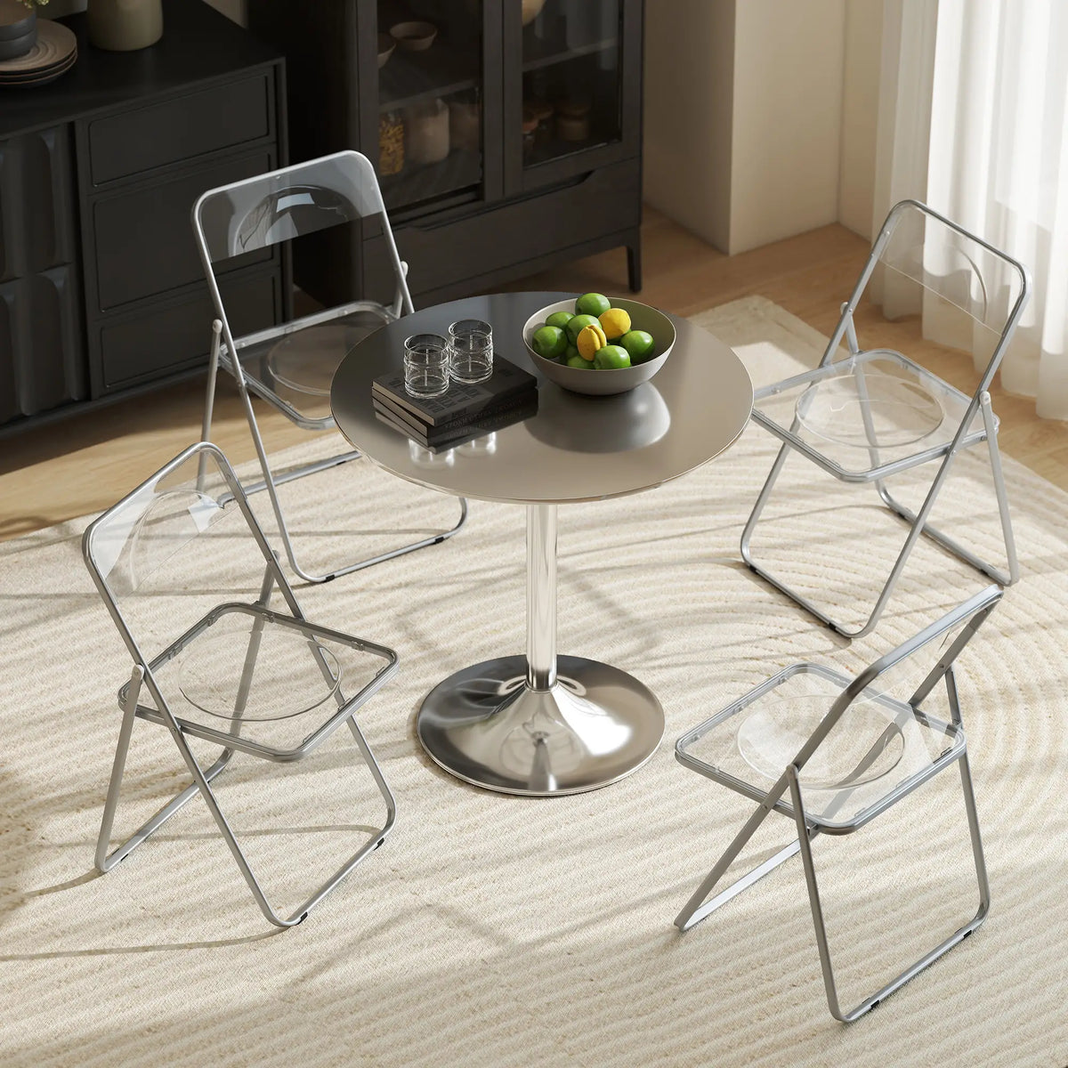 4 Pack Acrylic Foldable Chairs, Transparent, Clear, Clear Dining Chairs at Gallery Canada