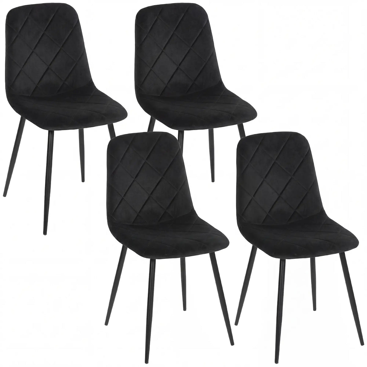 Upholstered Dining Chairs Set of 4, Steel Legs, Modern Kitchen, Black Dining Chairs Black at Gallery Canada