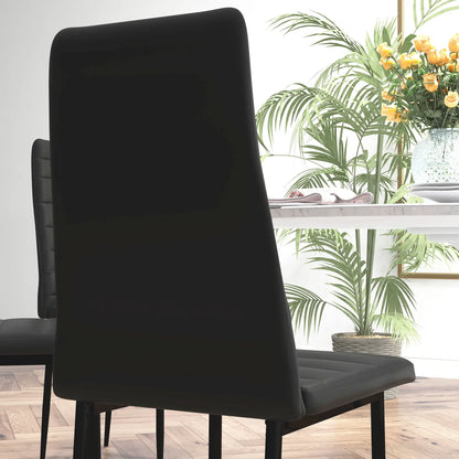 Modern PU Leather Dining Chairs, Set of 6, Metal Legs, Black