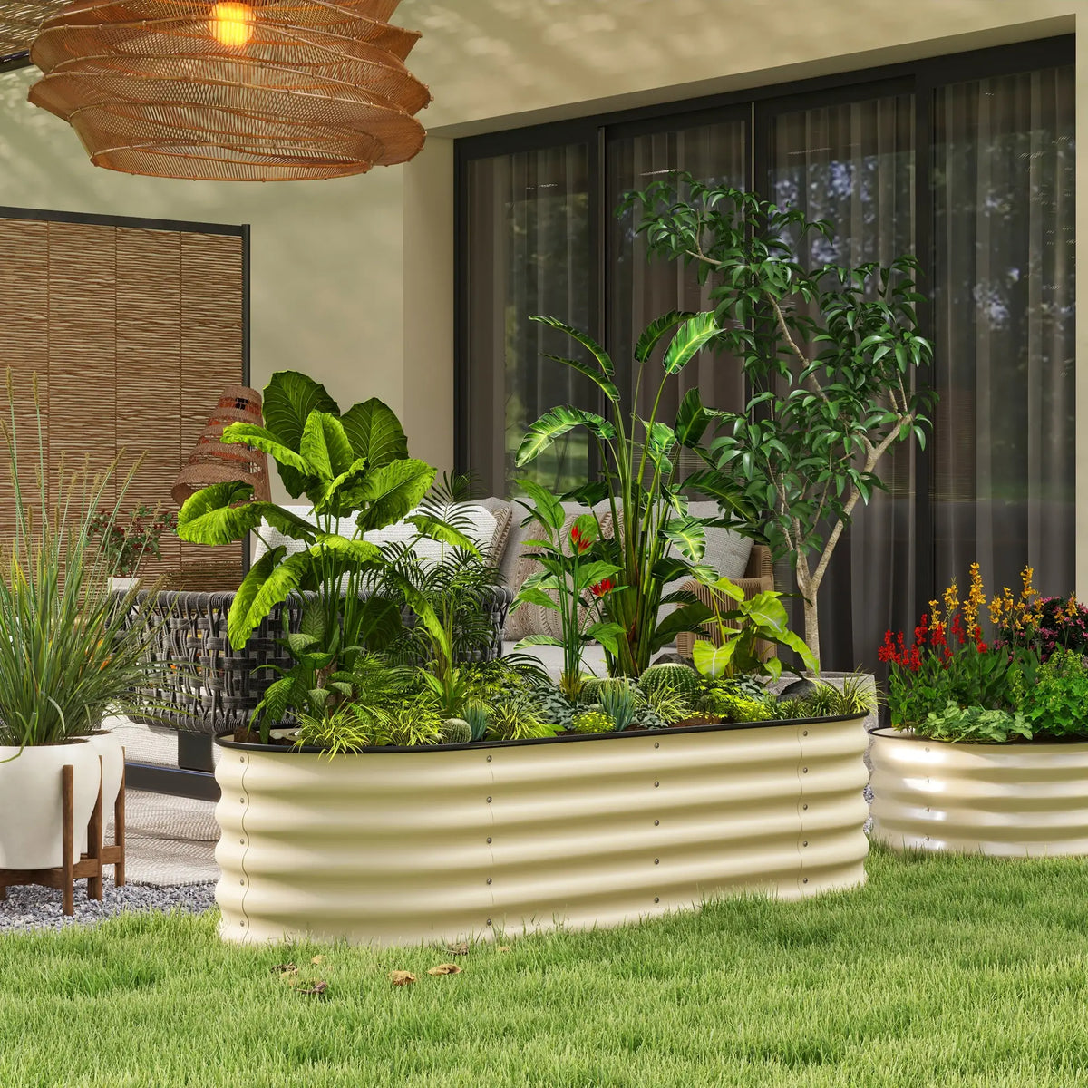 5 x 2 x 1.5 FT Galvanized Steel Raised Garden Bed, Cream White Galvanized Planter Boxes at Gallery Canada