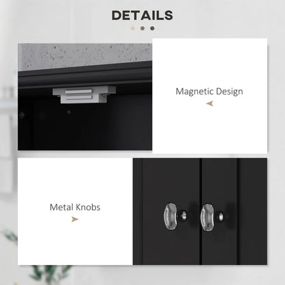 Medicine Cabinet, Bathroom Wall Cabinet with Shelf, Drawers, Black Wall Mounted Cabinets at Gallery Canada