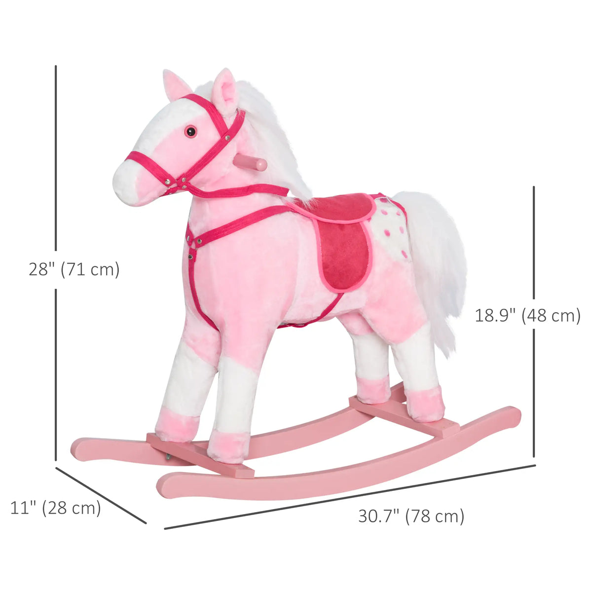 Plush Rocking Horse, Realistic Sound, Kid Ride-On Toy, Light Pink Rocking Horses at Gallery Canada