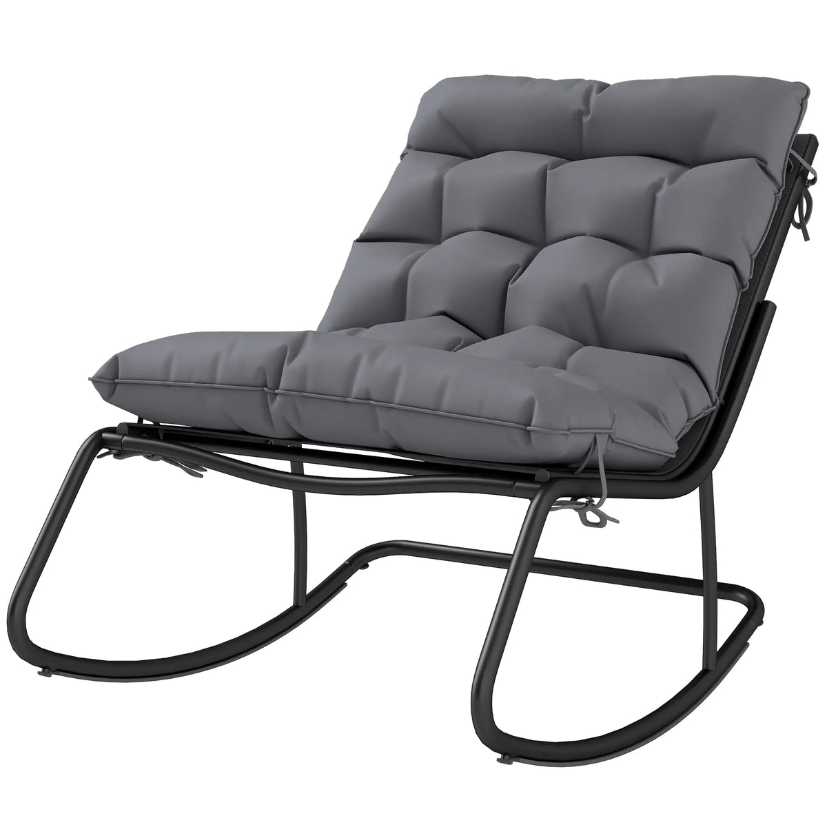 Oversized Rocking Patio Chair, 25" Extra Wide Mesh Seat, Dark Grey Outdoor Rocking Chairs Dark Grey at Gallery Canada