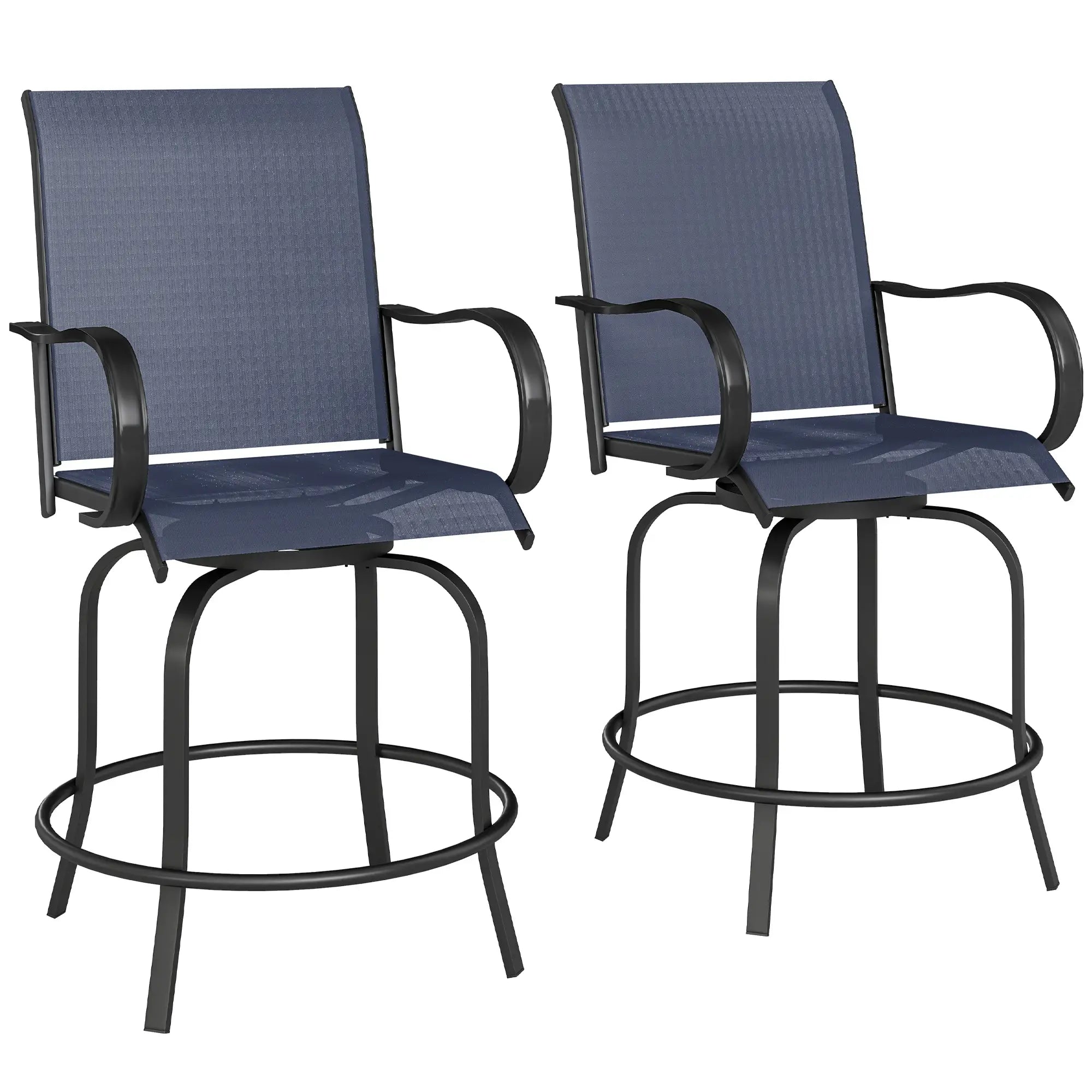Outdoor Bar Stools Set of 2, 360° Swivel, 26.8