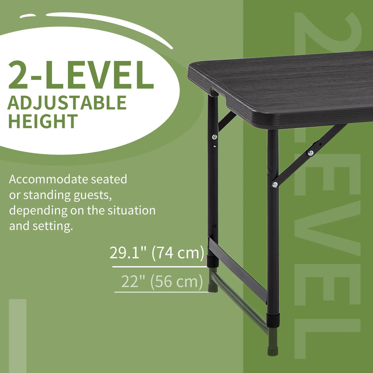 Foldable Patio Dining Table for 4, Height Adjustable, Dark Grey Patio Dinning Tables at Gallery Canada