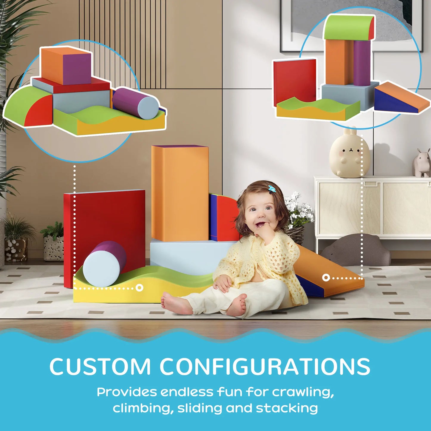 7 Pieces Soft Play Foam Climbing Blocks, Indoor Kids Play Toys, Dark Kids Gym & Playmats at Gallery Canada