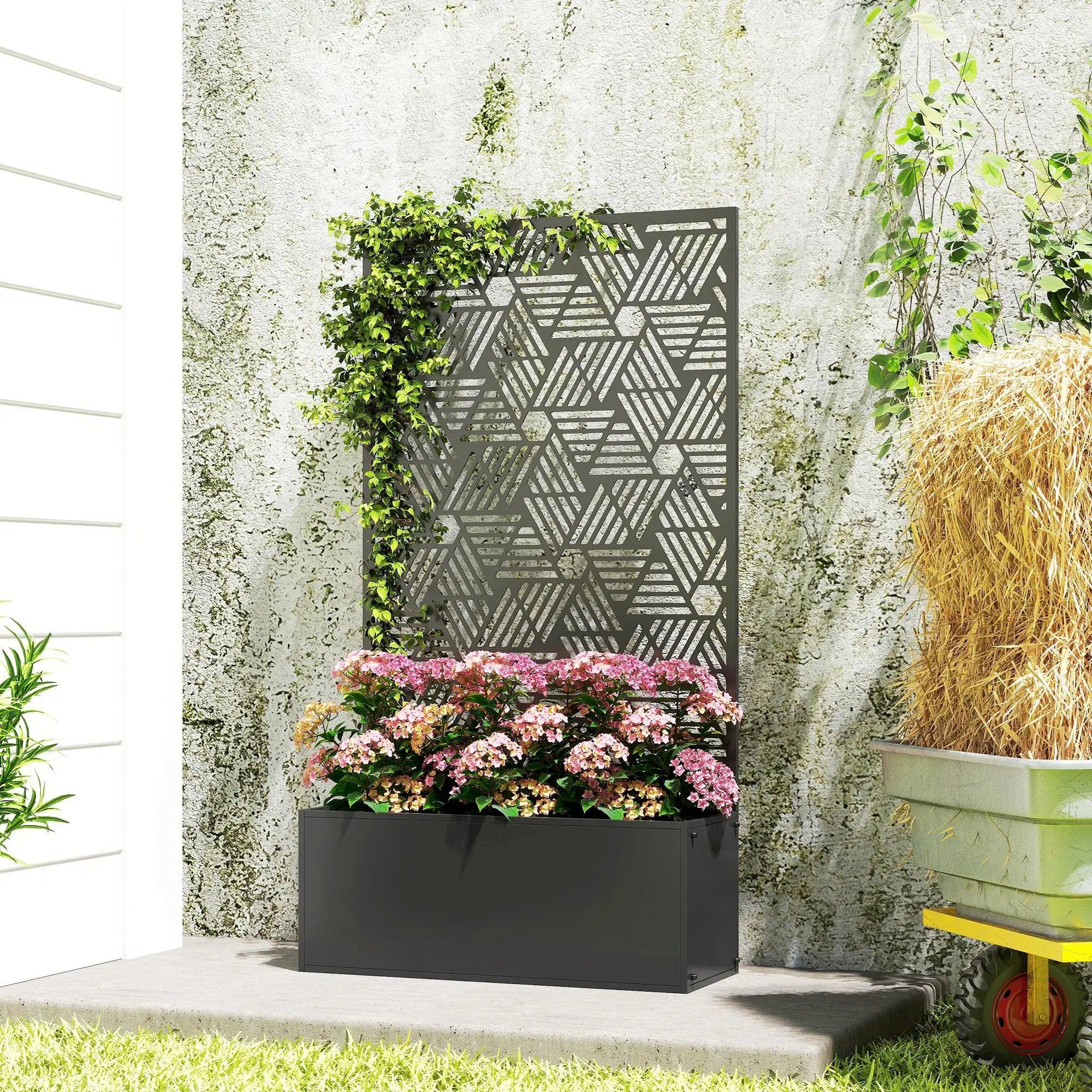 Metal Planter Box With Trellis, 44.5