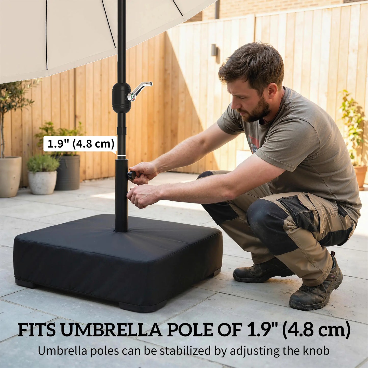 Sand Filled Parasol Base, 176 lbs, Heavy Duty Stand, Black Umbrella Bases at Gallery Canada