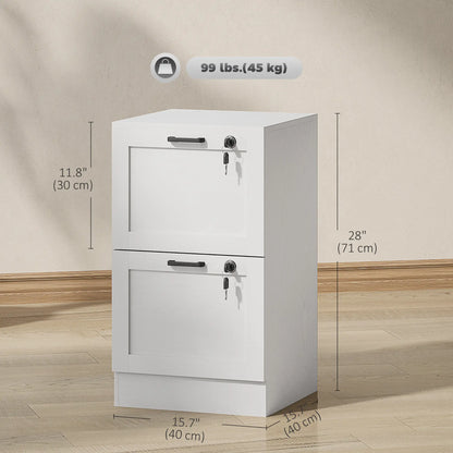 Vertical Filing Cabinet, 2 Drawers With Lock, A4 Letter Size, White Office Cabinets & Cupboards at Gallery Canada