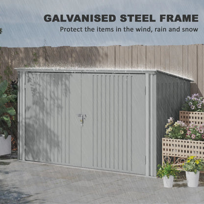 7.6 x 3.4ft Storage Shed, 3 Bin Organizer, Lockable Doors, Silver Grey Sheds at Gallery Canada