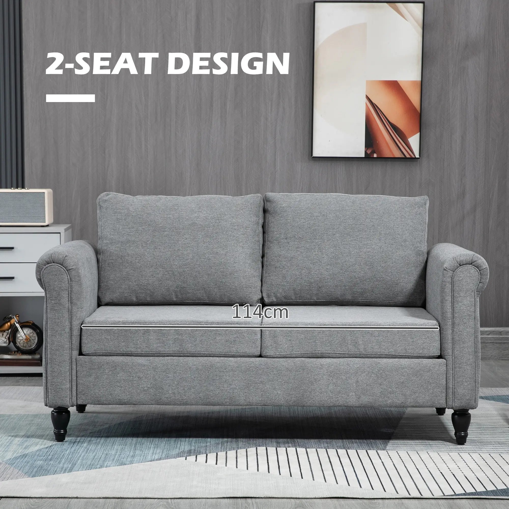 Vintage Loveseat, Chenille Fabric 2 Seater Sofa, Light Grey 2-Seater Sofas at Gallery Canada