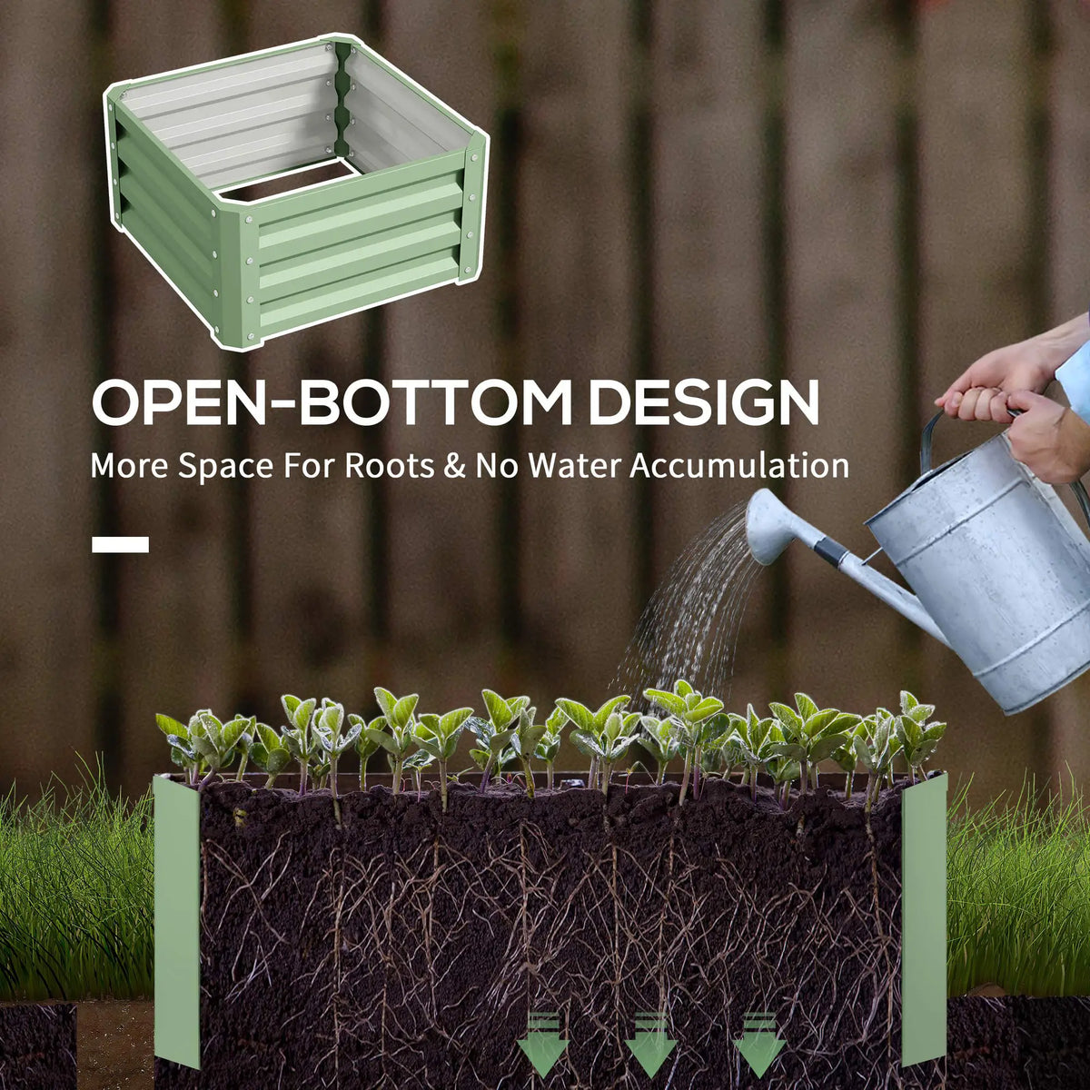 2' x 2' x 1' Raised Garden Bed, Galvanised Steel Frame, Light Green Raised Garden Beds at Gallery Canada