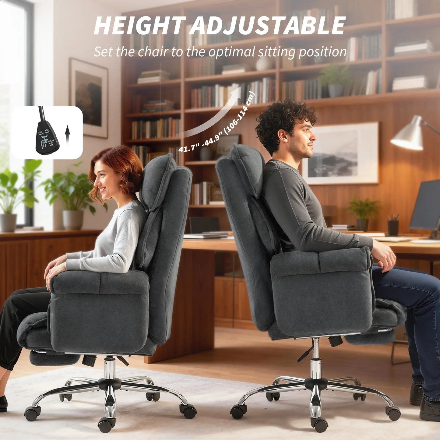 Computer Office Chair with Footrest, Adjustable Backrest, Dark Grey Executive & Manager Chairs at Gallery Canada