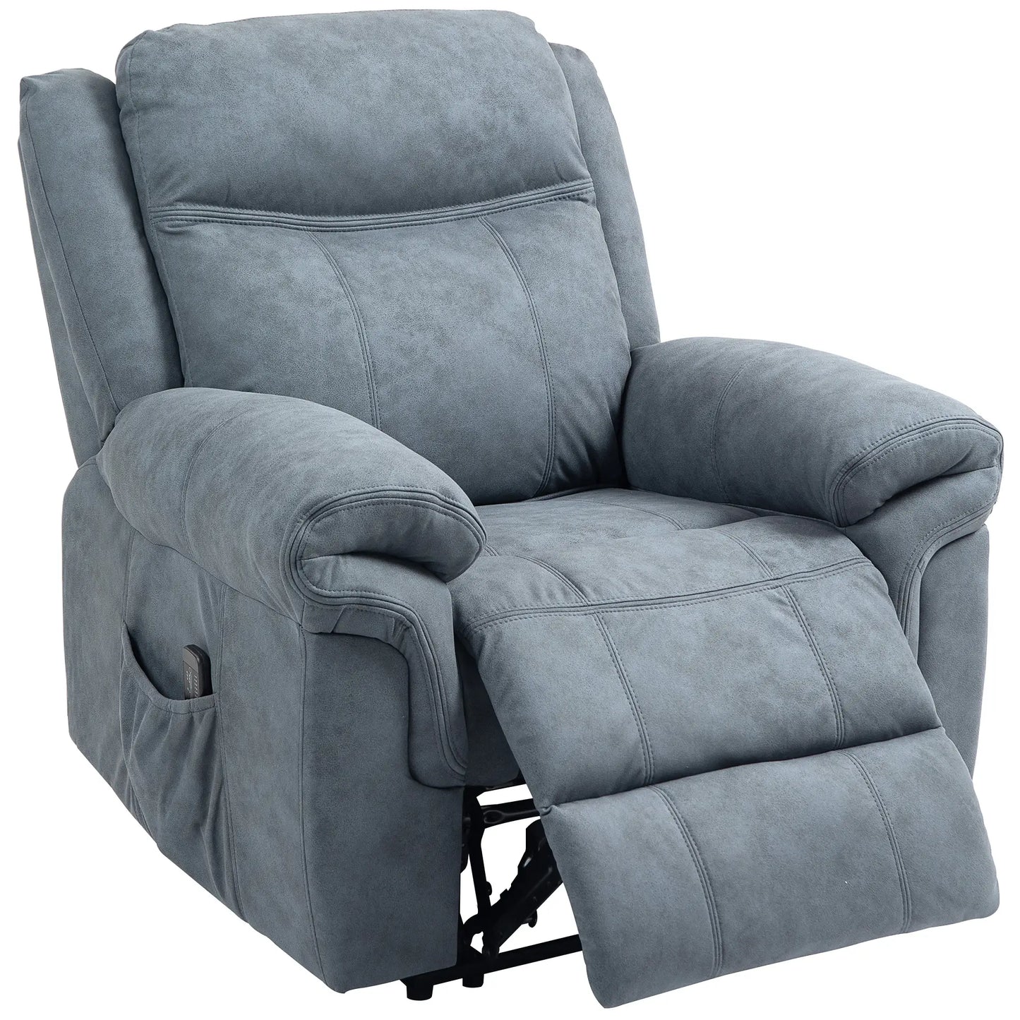 Manual Recliner Chair, Vibration Massage, Side Pockets, Microfibre, Blue-Grey Sofas & Reclining Chairs Blue-Grey at Gallery Canada