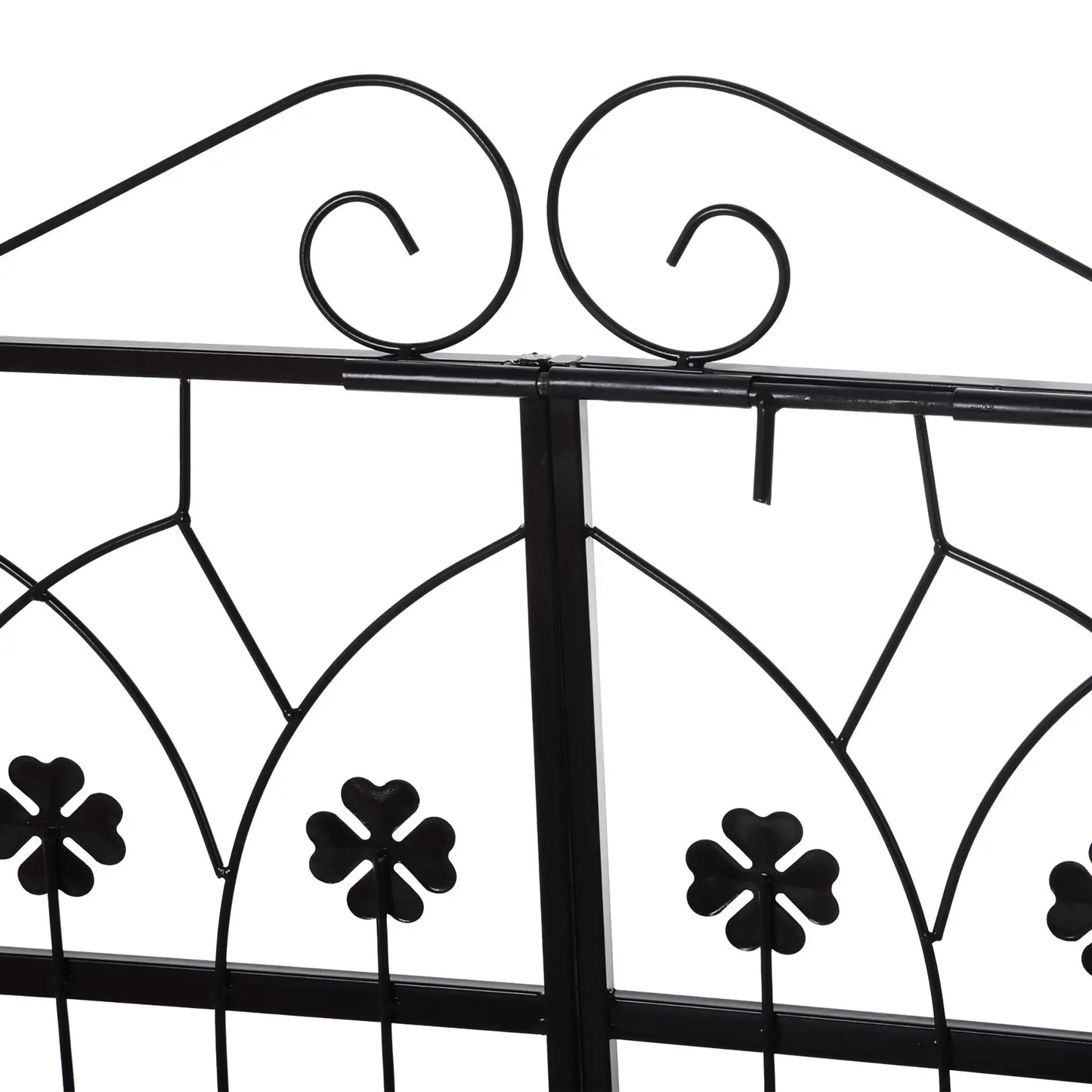 Metal Trellis Garden Arch Arbor, Lucky Leaf Clover Gate, Black Garden Arches at Gallery Canada