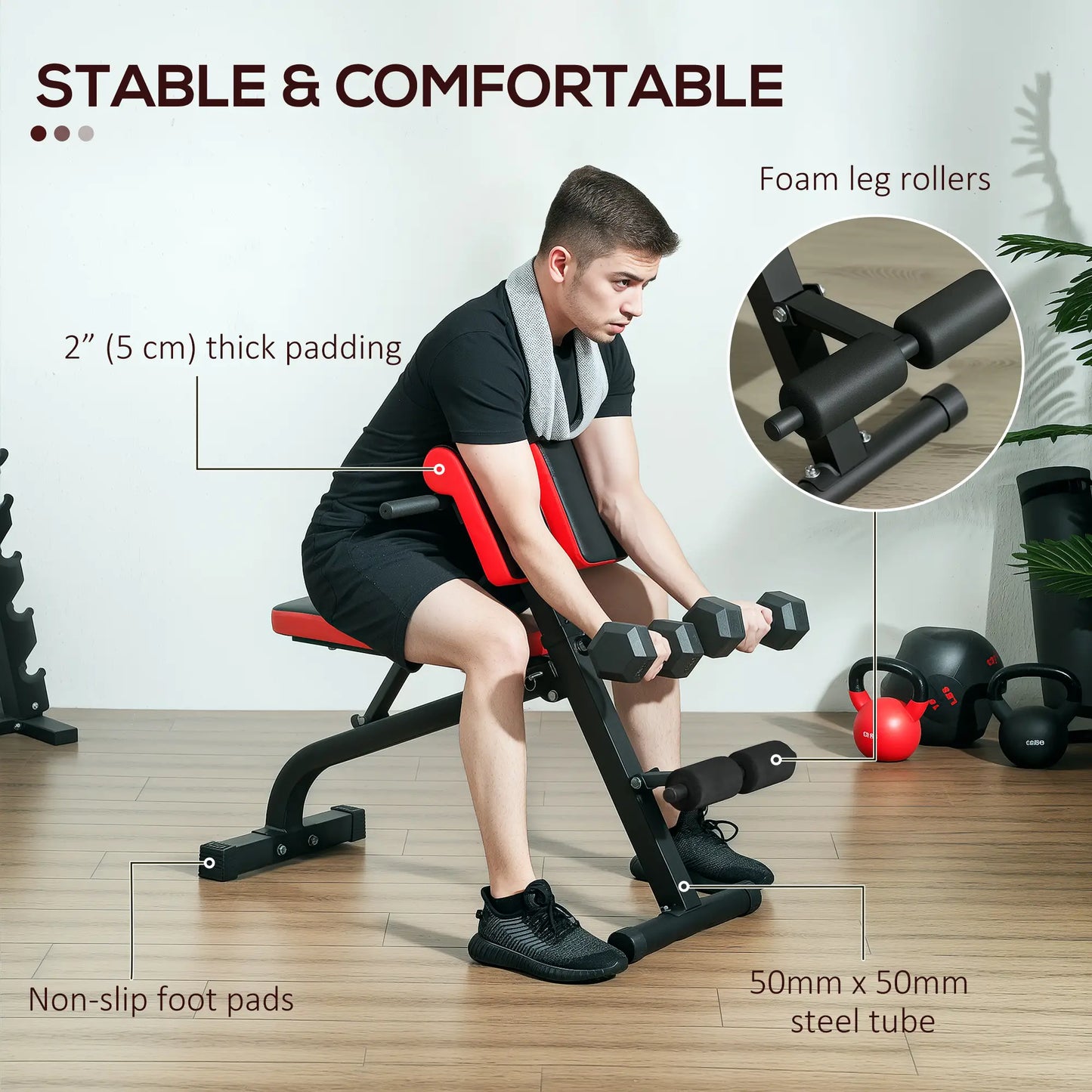 Foldable Roman Chair Hyperextension Bench, 660LBS, Black