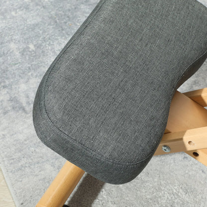 Ergonomic Kneeling Chair, Rubberwood Frame, Wheels, Dark Grey Office Chairs at Gallery Canada