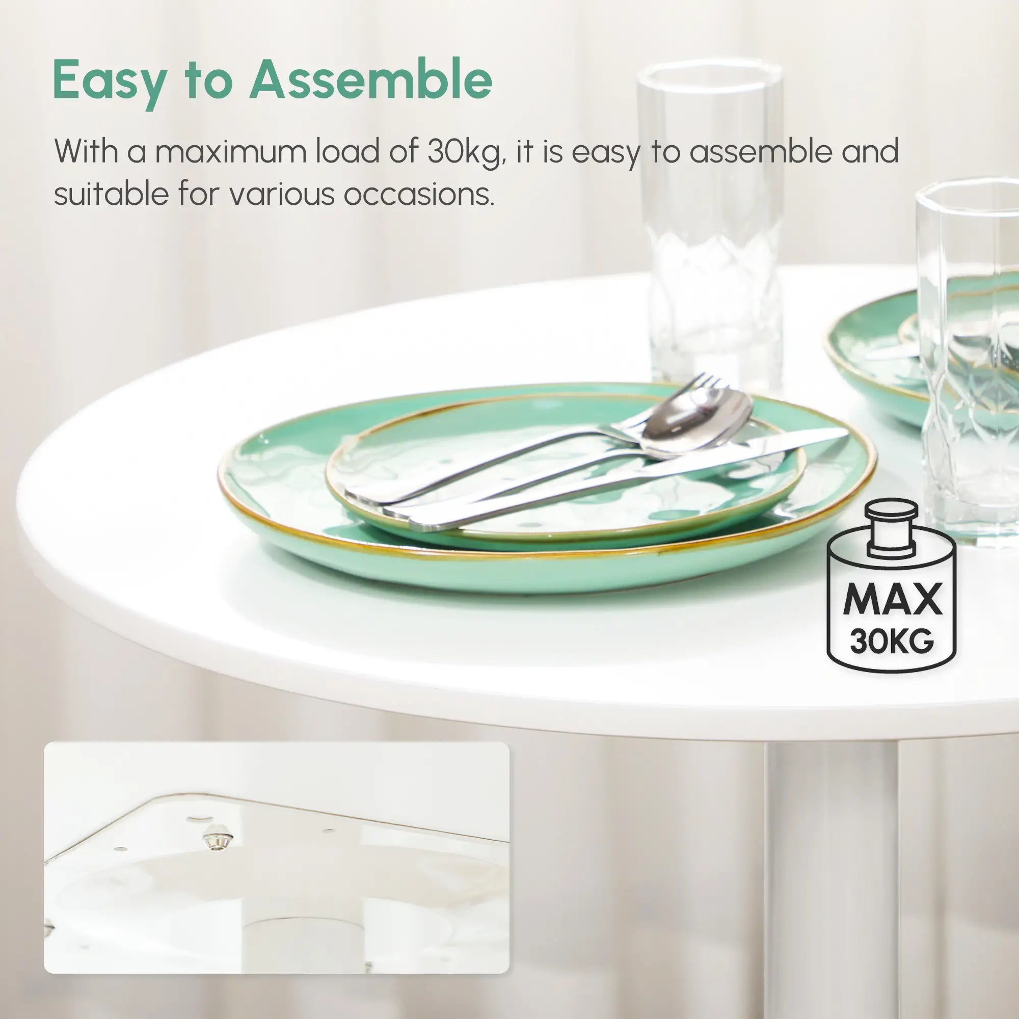 Modern Kitchen Table for 2, Round Dining Table, Steel Base, White Bar Tables & Dining Tables at Gallery Canada