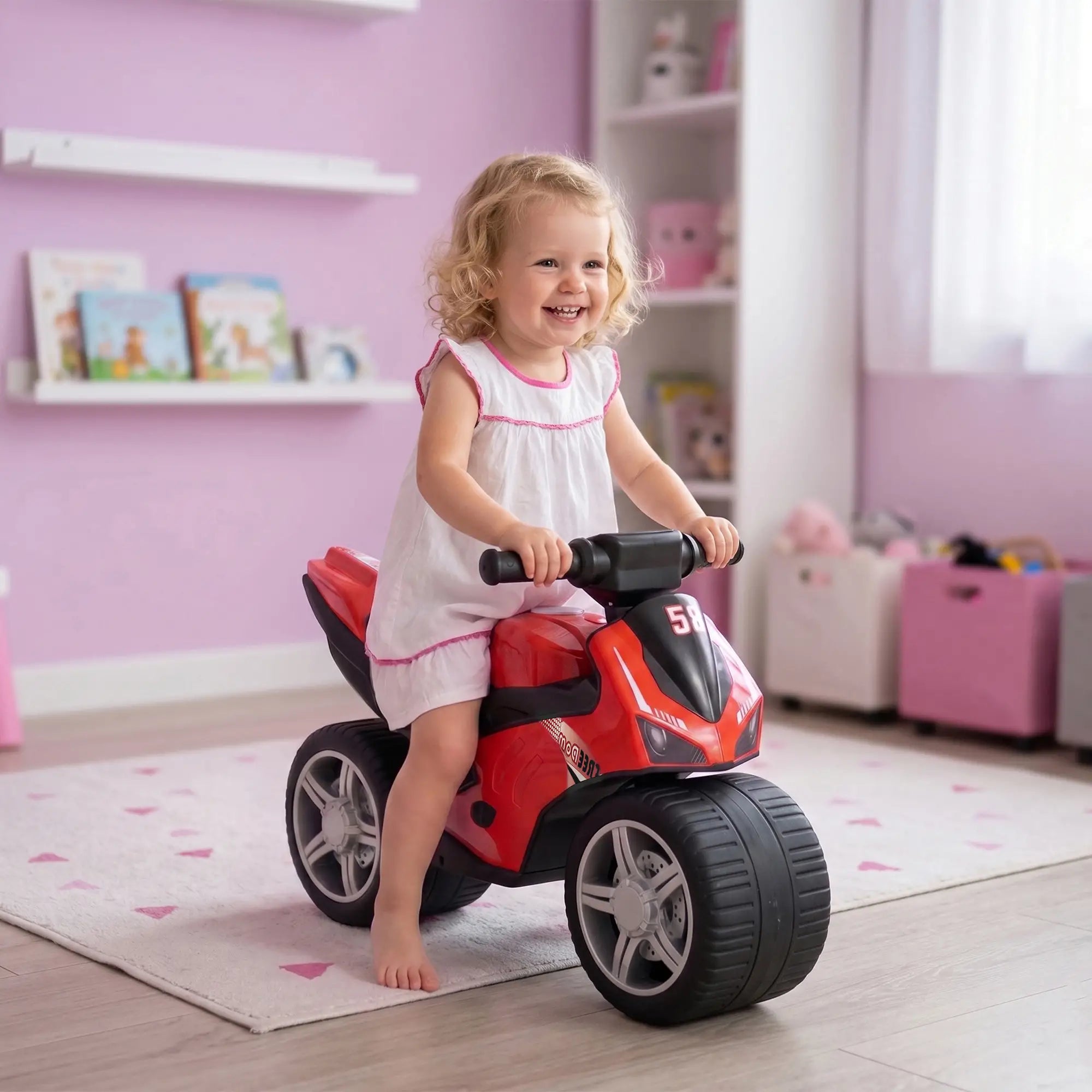 Balance Bike with Music, Wide Tires, Red Riding & Rocking Toys at Gallery Canada