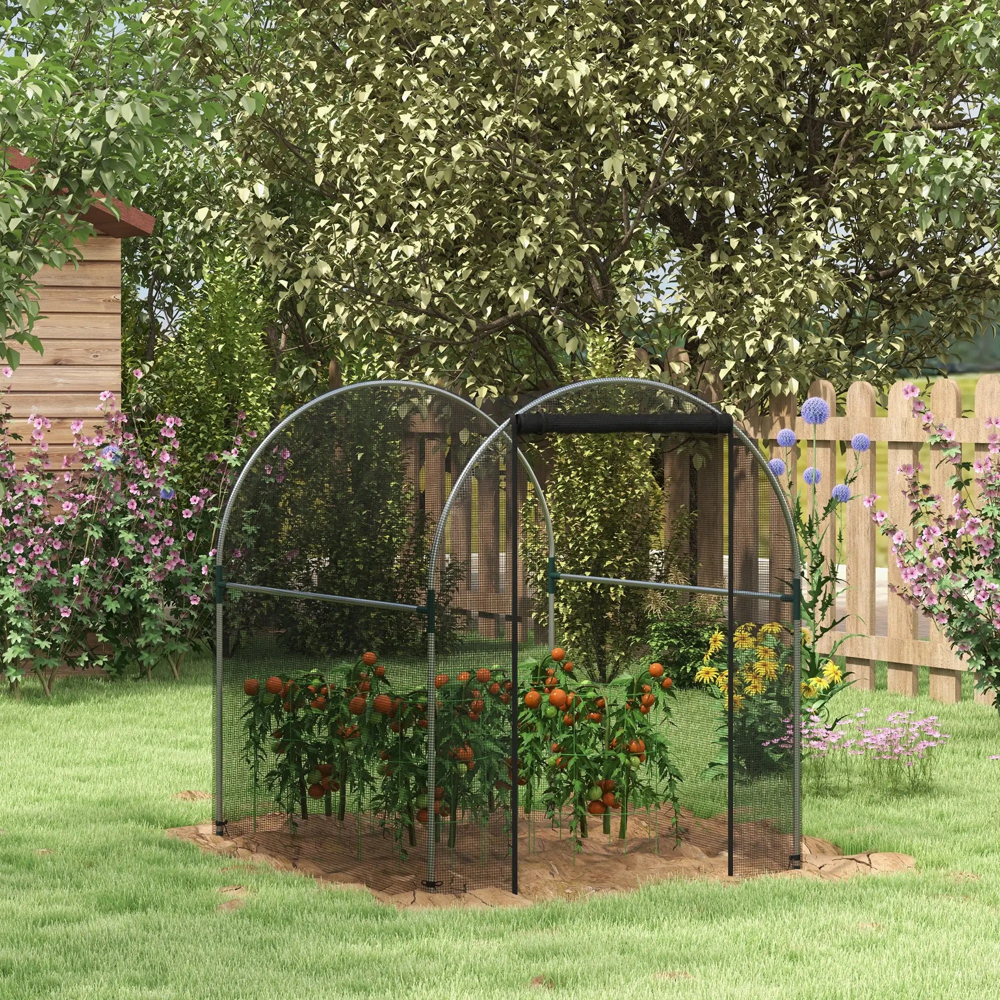 4.9' x 3.9' Crop Cage, Zipper Roll-Up Door, Mesh Plant Protection Tent Greenhouses at Gallery Canada