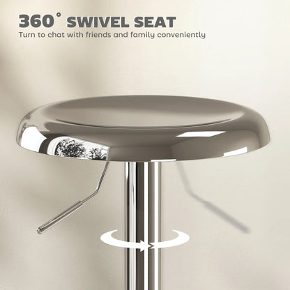 Steel Bar Stools Set of 2, Adjustable Counter Height, Silver Bar Stools at Gallery Canada