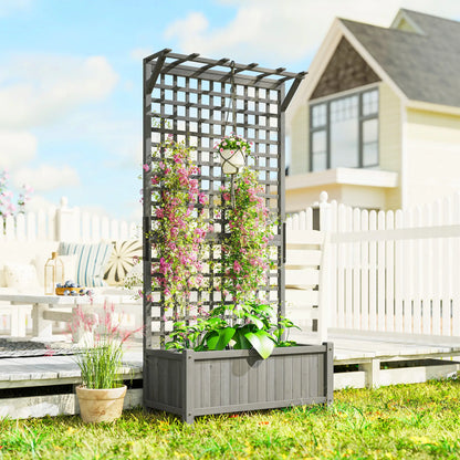 Wood Planter with Trellis, Raised Garden Bed, Privacy Screen, Dark Grey Wooden Planter Boxes at Gallery Canada