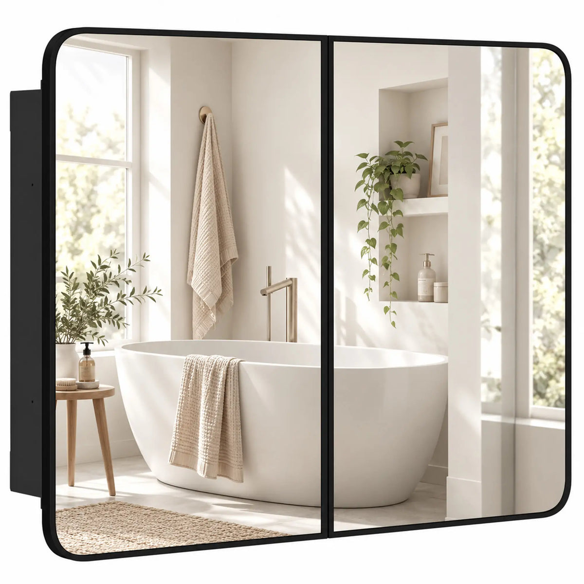 30 x 24 Inch Bathroom Medicine Cabinet, Mirror, Shelves, Black Mirror Medicine Cabinets Black at Gallery Canada