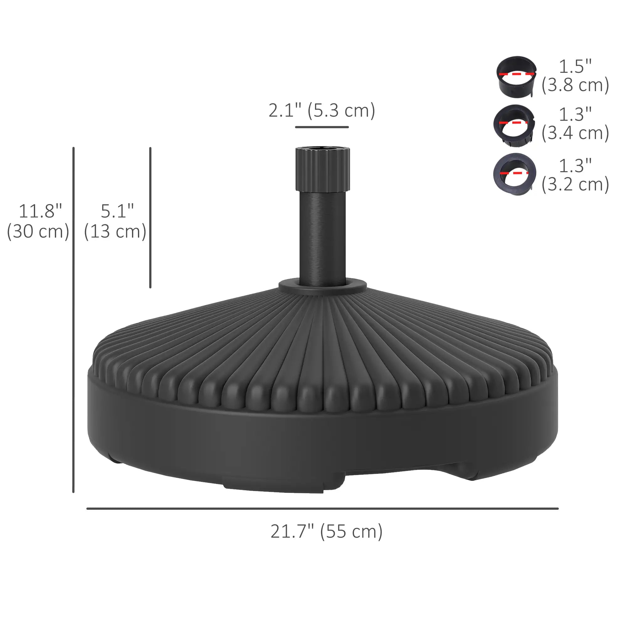 Round Plastic Patio Umbrella Base, 62lbs Sand or 51lbs Water, Black Umbrella Bases at Gallery Canada