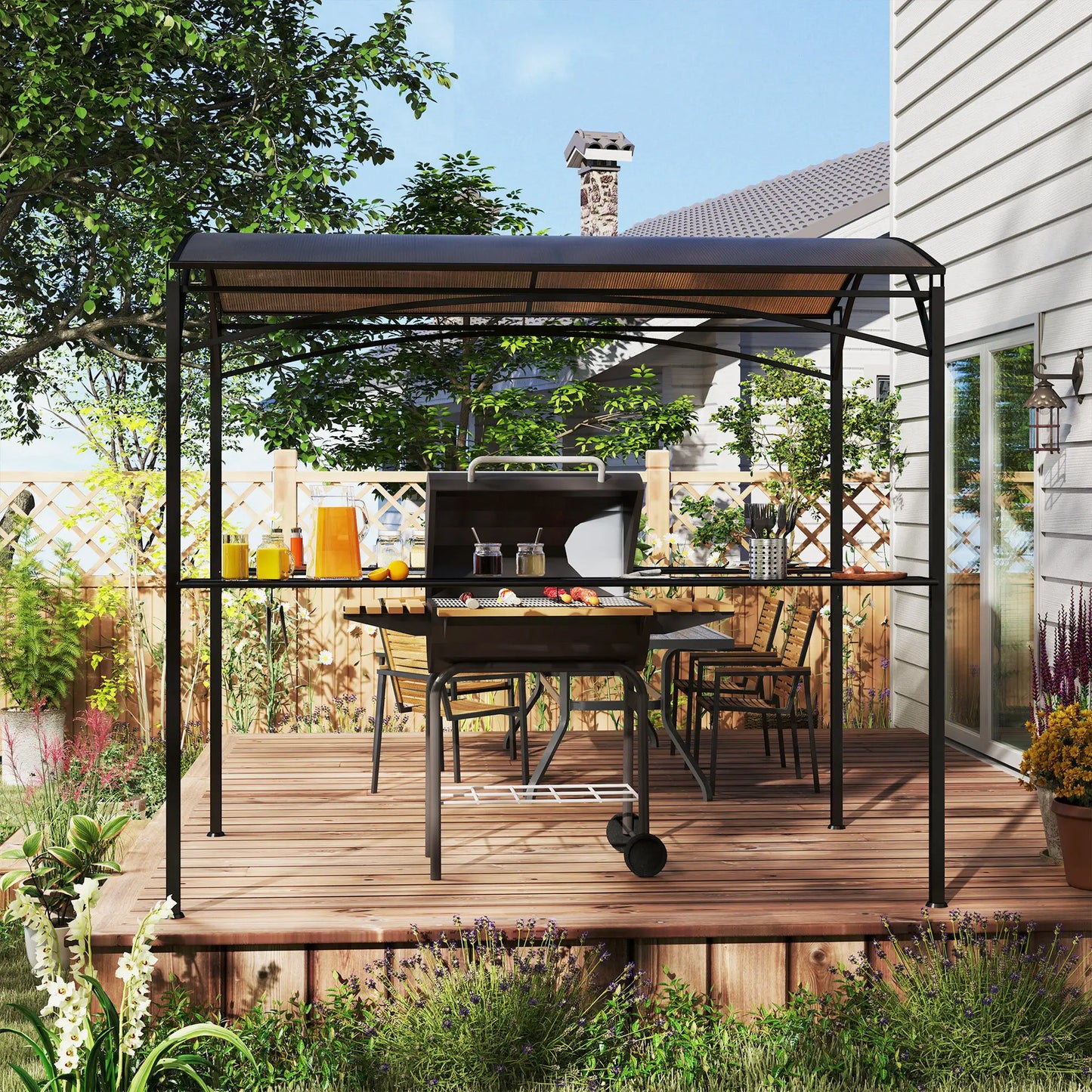8' x 5' Hardtop Grill Gazebo, PC Board Roof, 2 Shelves, 10 Hooks BBQ Grill Gazebos at Gallery Canada