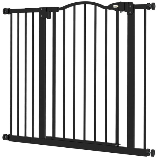 Extra Tall Dog Gate With Door, Pressure Fit, Auto Close, 29"-37", Black Dog Cages & Crates Black at Gallery Canada
