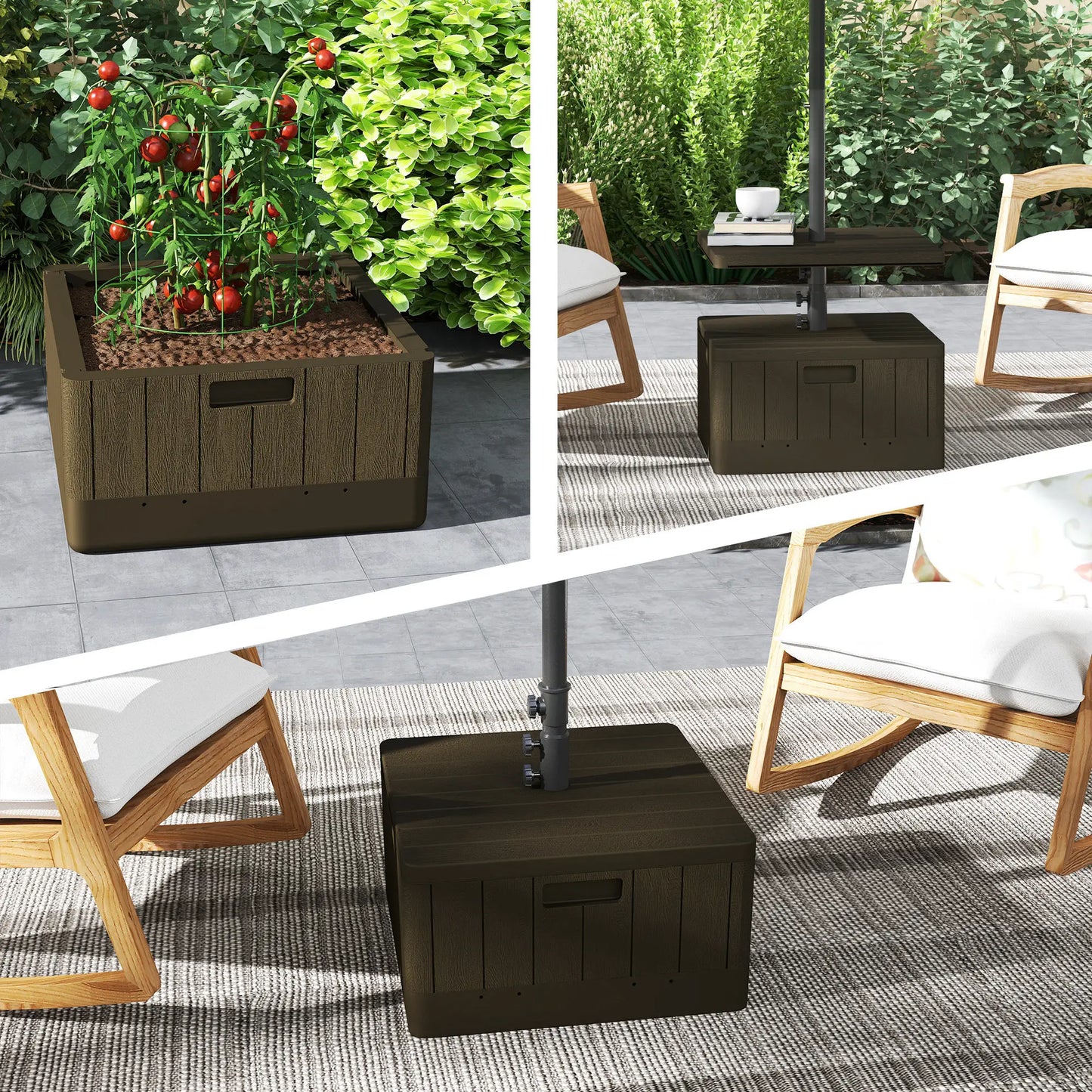 Heavy Duty Umbrella Base With Wheels, Table Tray, Brown Umbrella Bases at Gallery Canada