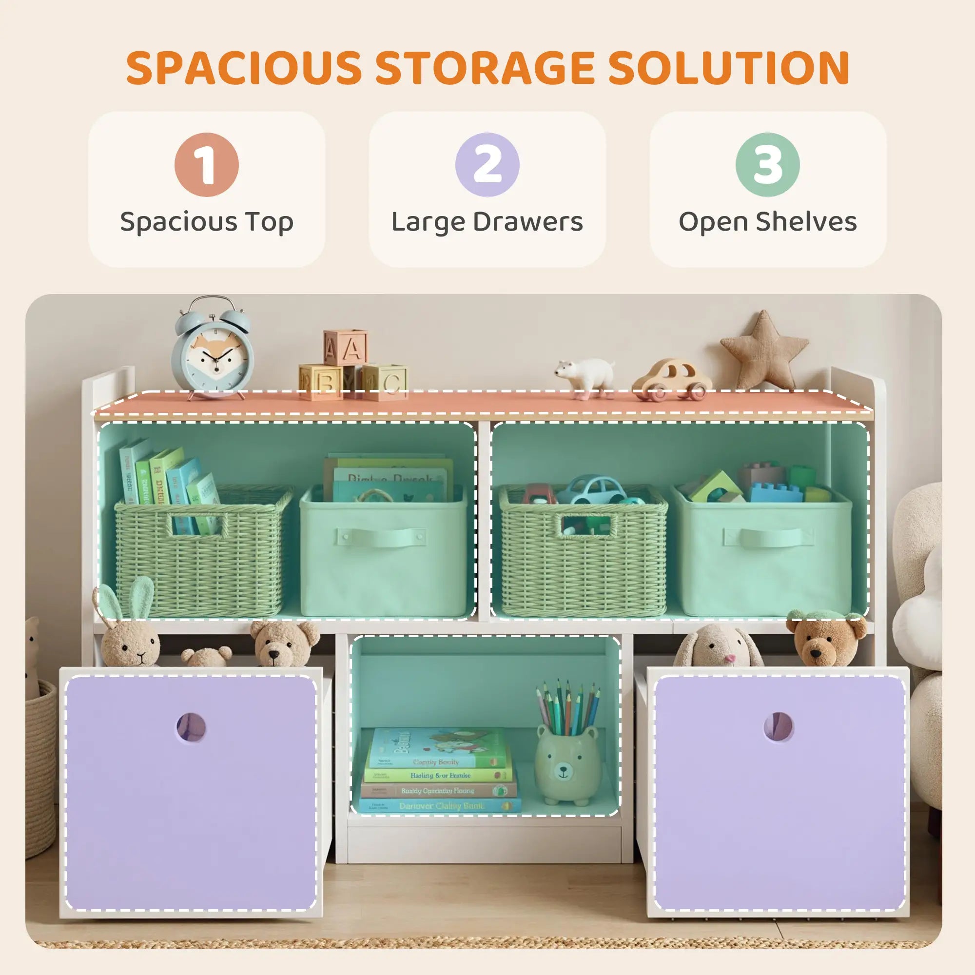 Toy Storage Organizer, 2 Drawers 3 Cubbies, White Baby & Kids Storage at Gallery Canada