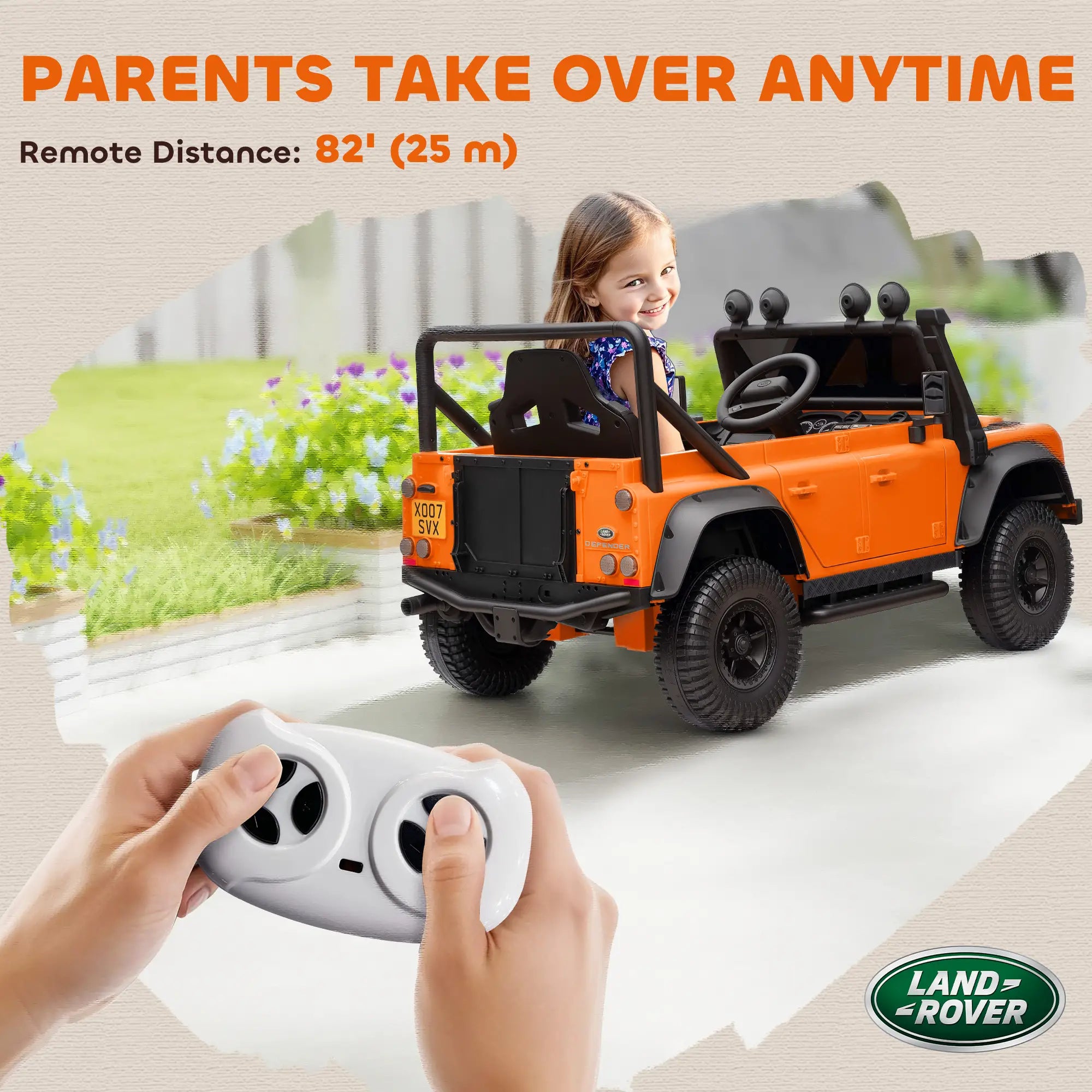 Kids Ride On Truck, Remote Control, Spring Suspension, LED Lights, 3 Speed, Ages 3-5, Orange Electric Toy Cars at Gallery Canada