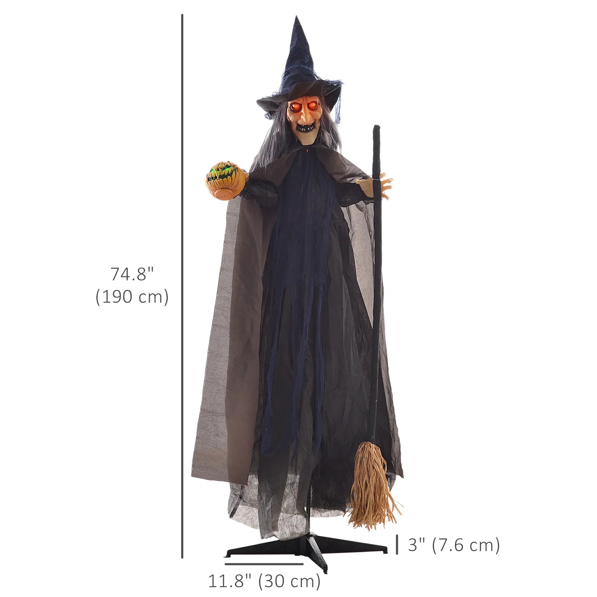 6.2' Animatronic Witch with Broomstick, Halloween Decoration, Motion Activated Halloween Decorations at Gallery Canada