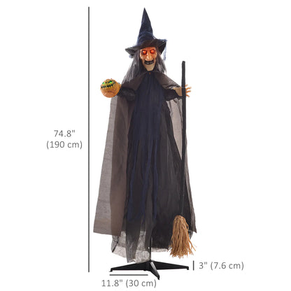6.2' Animatronic Witch with Broomstick, Halloween Decoration, Motion Activated Halloween Decorations at Gallery Canada