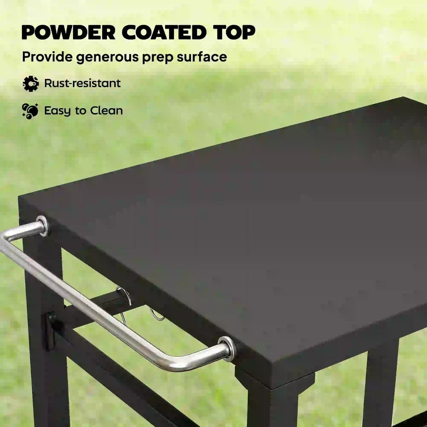 Outdoor Grill Cart, Pizza Oven Stand, 2-Tier Prep Station, Black Outdoor Grill Carts at Gallery Canada