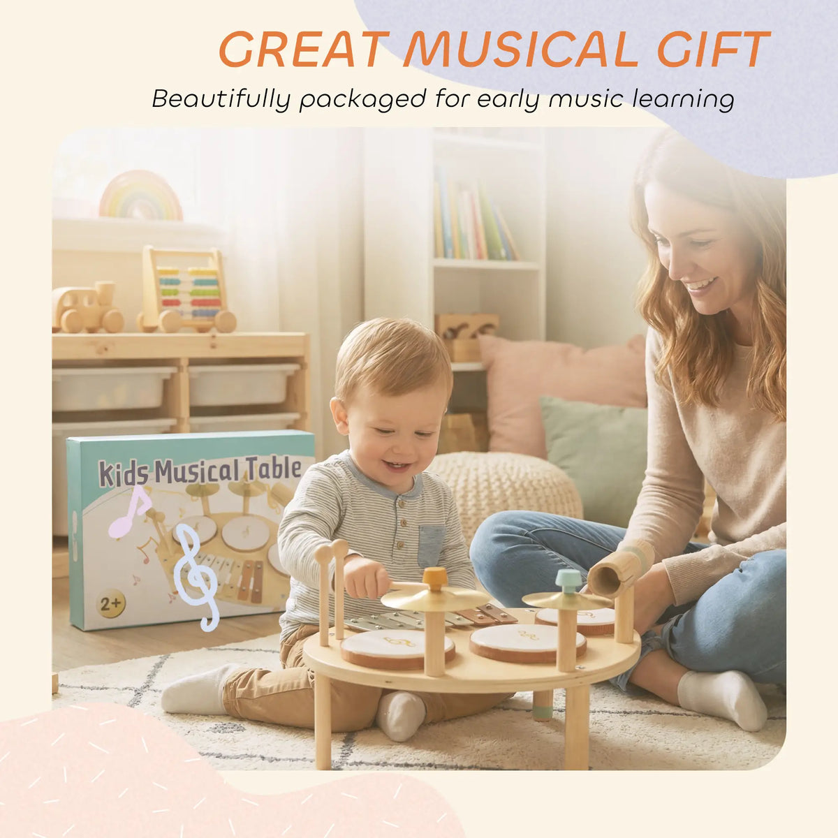 Toddler Drum Set, 4-In-1 Musical Instruments, Natural Wood Electronic Musical Pianos at Gallery Canada