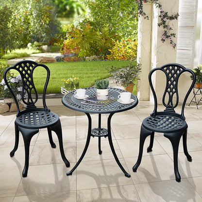 3-Piece Antique Outdoor Bistro Set, Cast Aluminum, Black Bistro Sets at Gallery Canada
